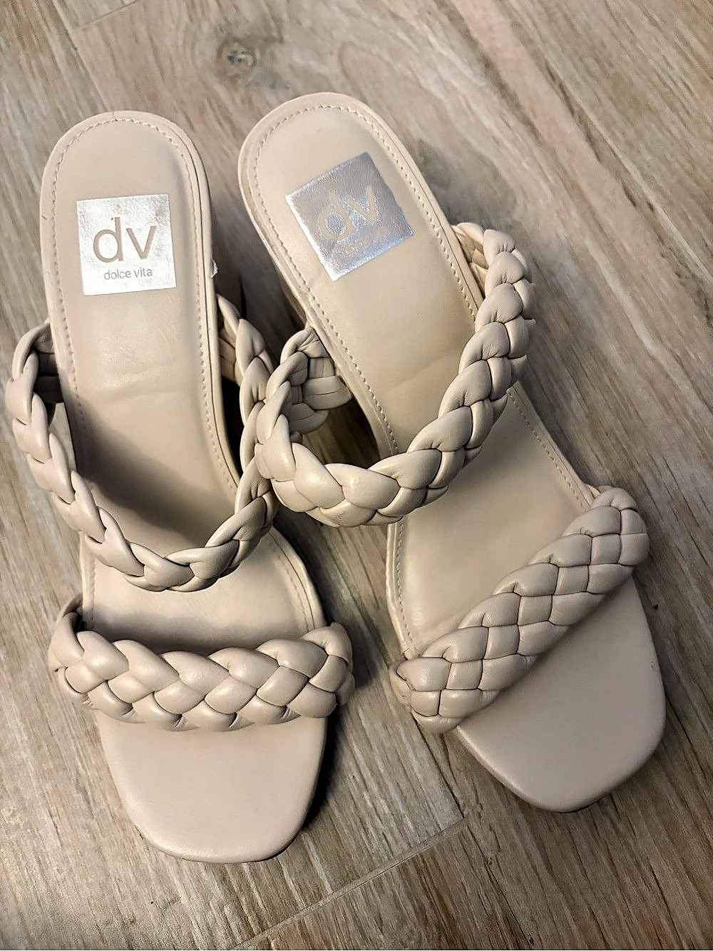 DV by Dolce Vita Tessa Braided Strappy Heeled Sandals in Beige